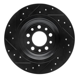 Jeep Cherokee Brake Rotor (1) - Rear Right - R1 Concepts - Drilled & Slotted - Black - `14-`23